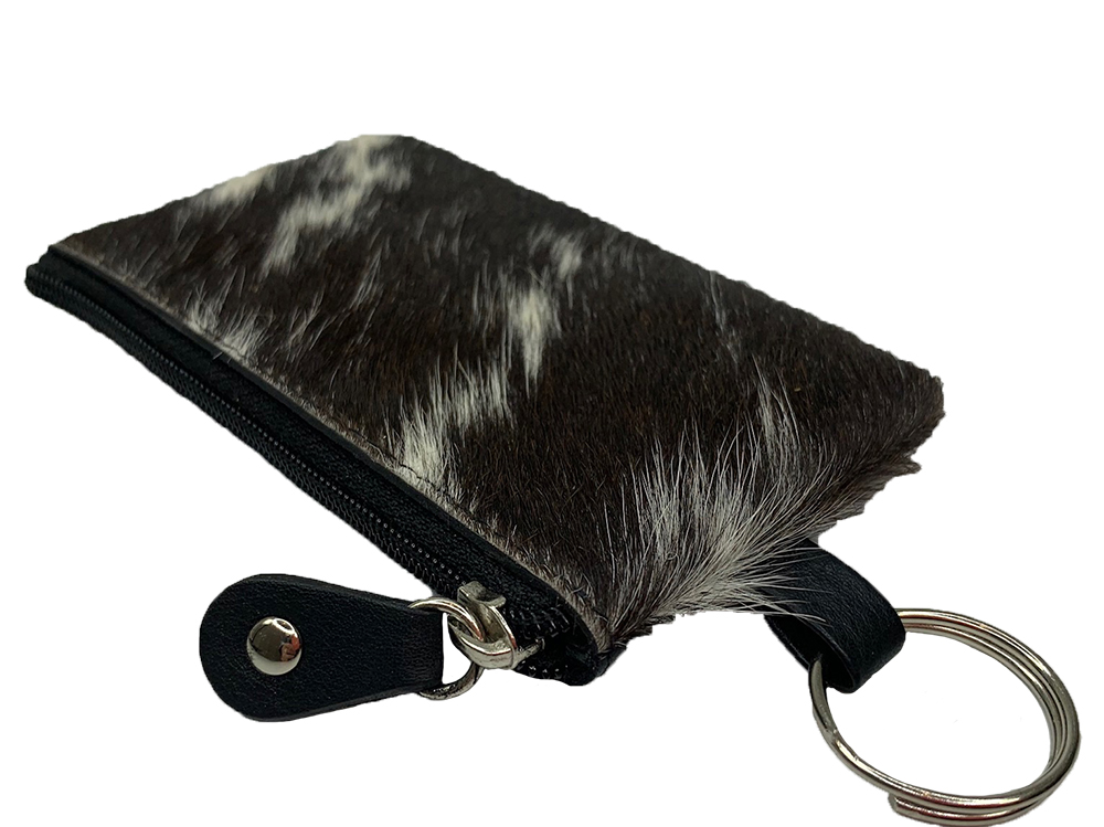 Belle Couleur - Lois Black and White Cowhide Key Ring Wallet