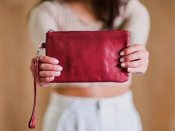 Belle Couleur - Clara Red Leather Clutch