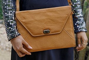 Belle Couleur - Anais Tan Leather Clutch